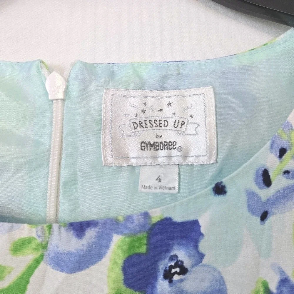 Gymboree Womens Blue Garden Floral‎ Cap Sleeve Fit & Flare Mom Dress 4 Cottage